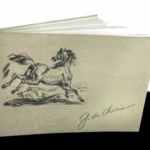 Album con disegni a matita su cartoncini del maestro Giorgio De Chirico. 1965