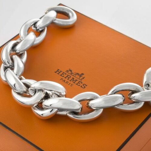 Bracciale in argento 925 a catena massiccia. Hermès - Paris
